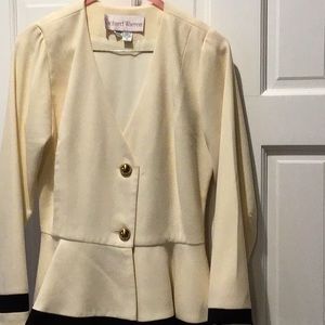 Peplum style cream colored suit jacket